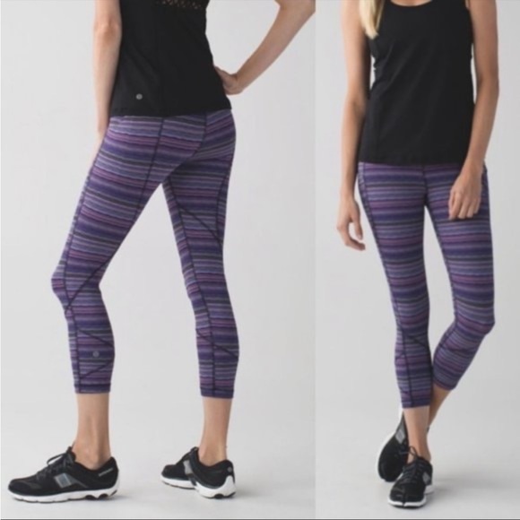 Lululemon Pace Rival Crop Space Dye Twist Ultra Violet/Naval Blue Leggings Sz 4 - Picture 1 of 14